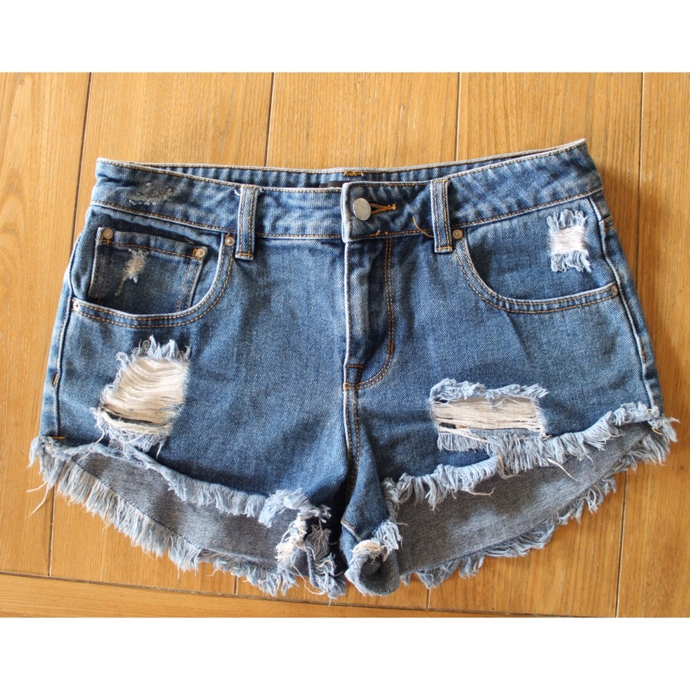 P.S. Erin Wasson Boho Embroidered Shortie Vintage Jean Shorts 28 6 - Picture 2 of 8